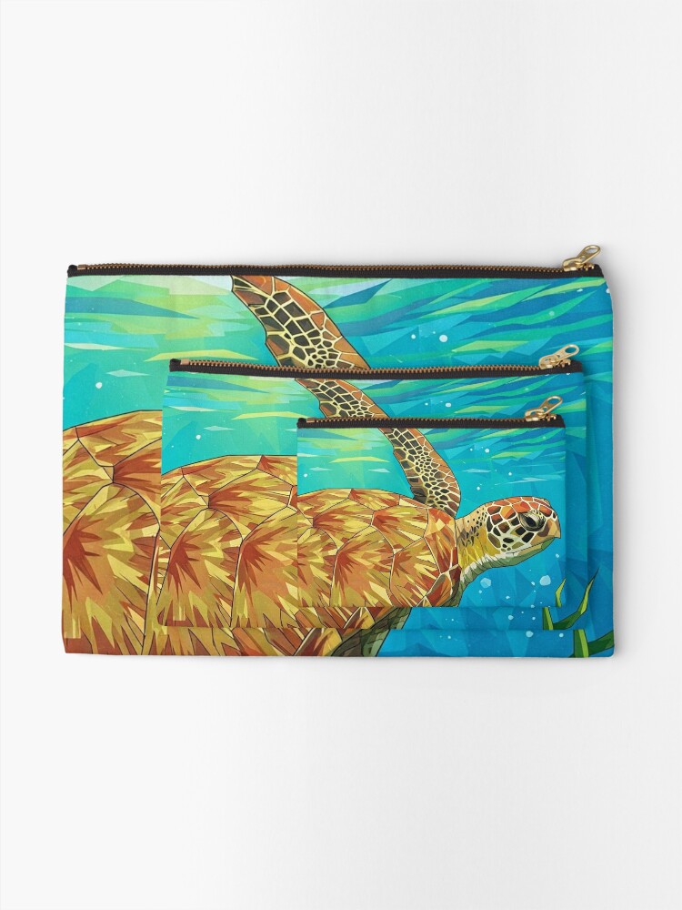 Geometric Turtle Print Zipper Pouches