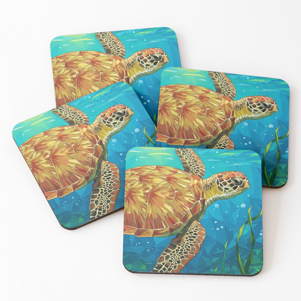 Geometric Turtle Coasters Set
