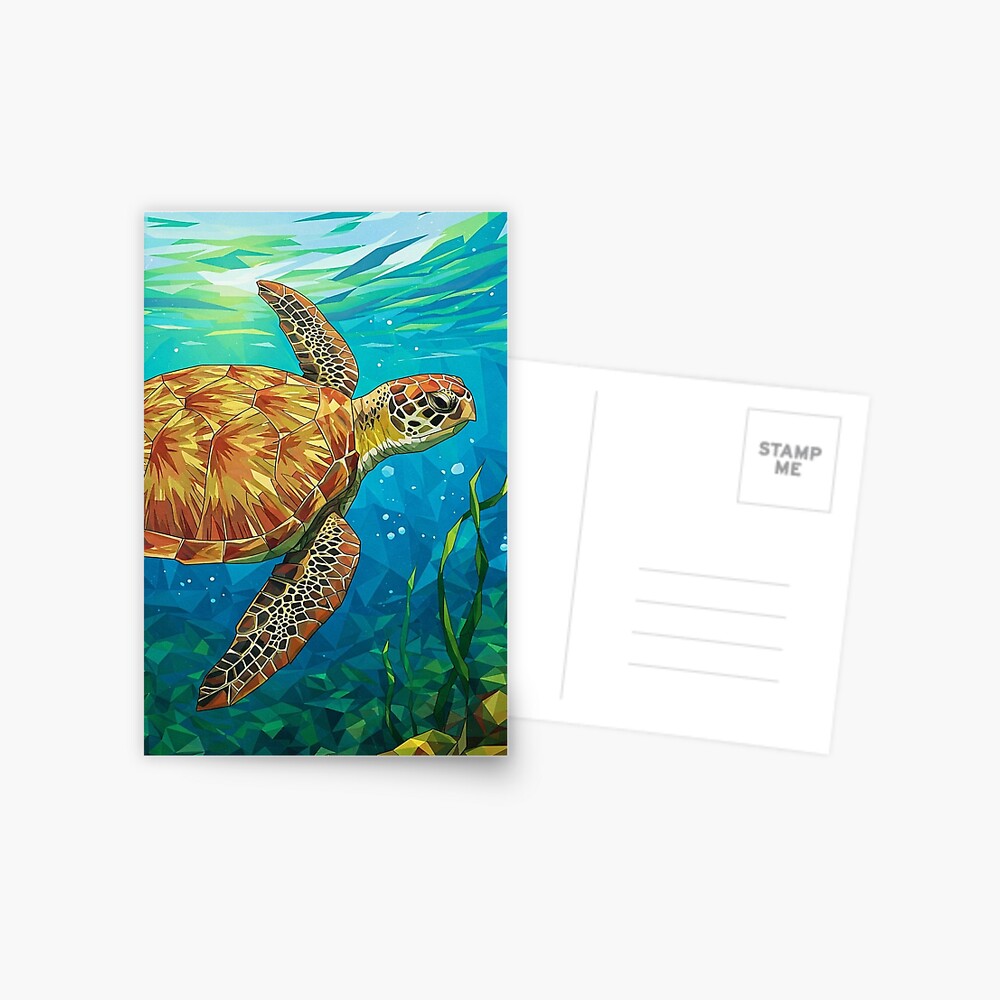Geometric Sea Turtle Postcard