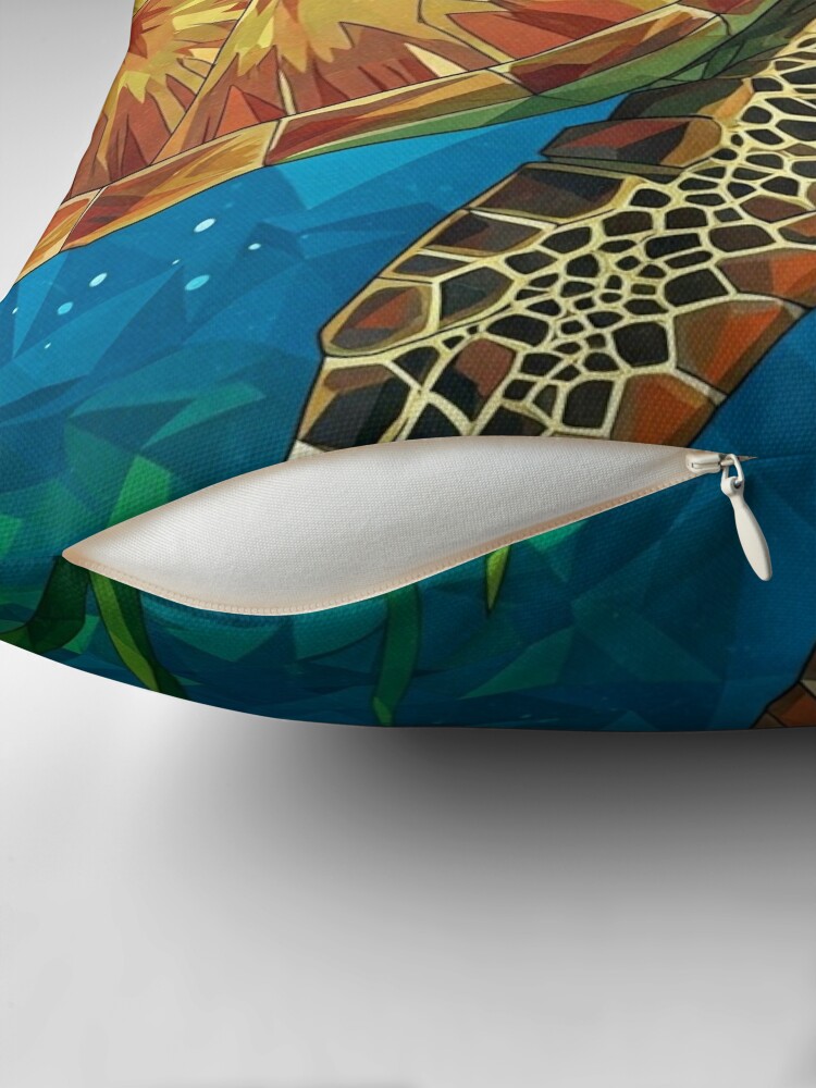 Geometric Sea Turtle Throw Pillow