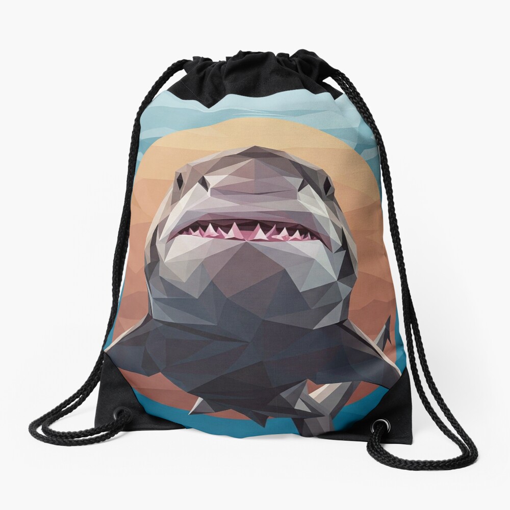 Geometric Shark Drawstring Backpack