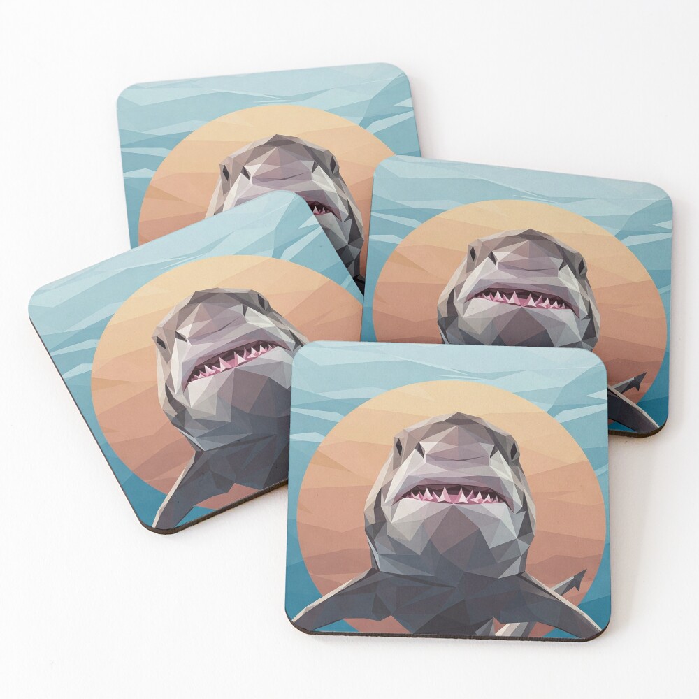 Geometric Shark Design Coasters