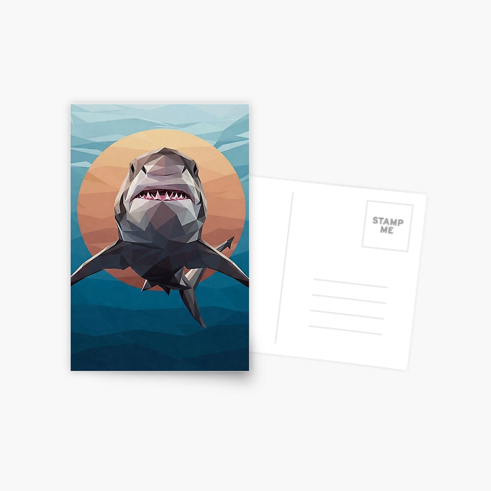 Geometric Shark Postcard