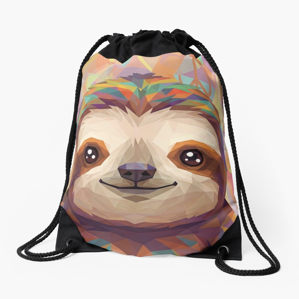 Geometric Sloth Drawstring Backpack