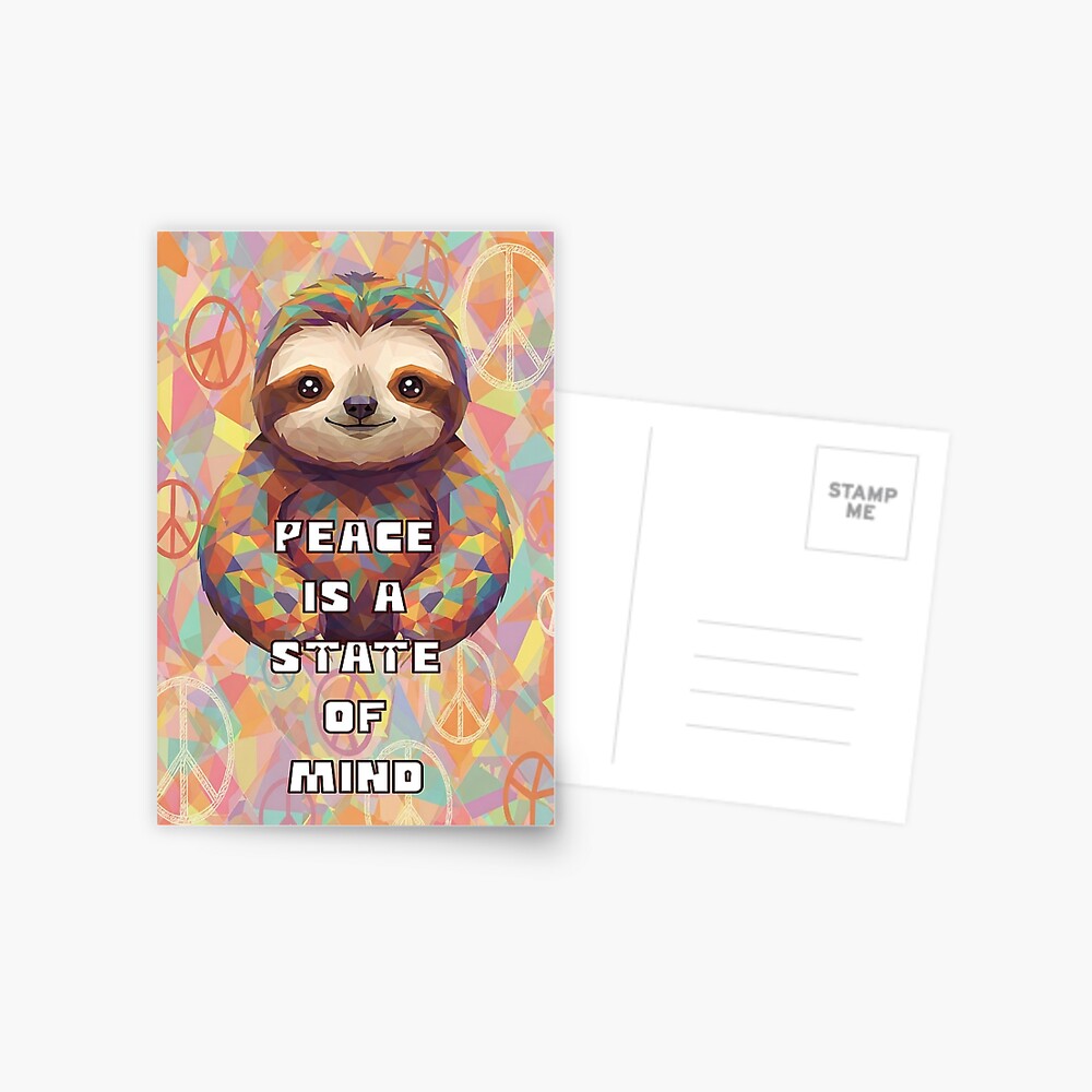 Geometric Peaceful Sloth Postcard