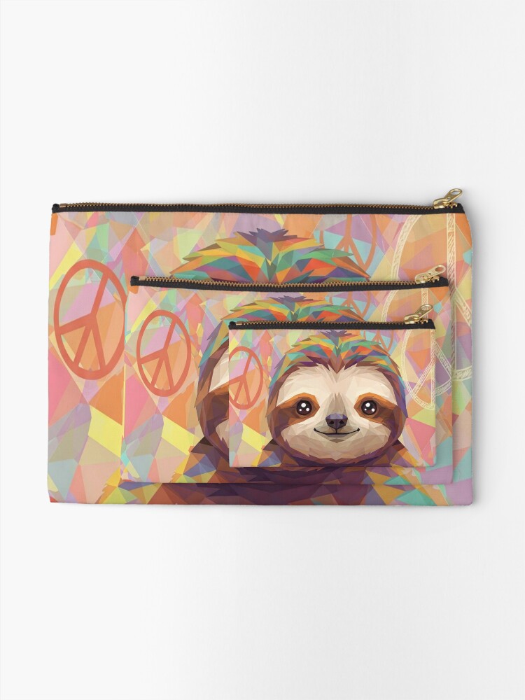 Geometric Sloth Print Pouch