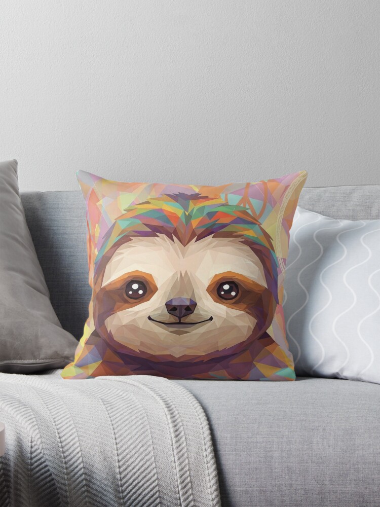 Geometric Sloth Pillow