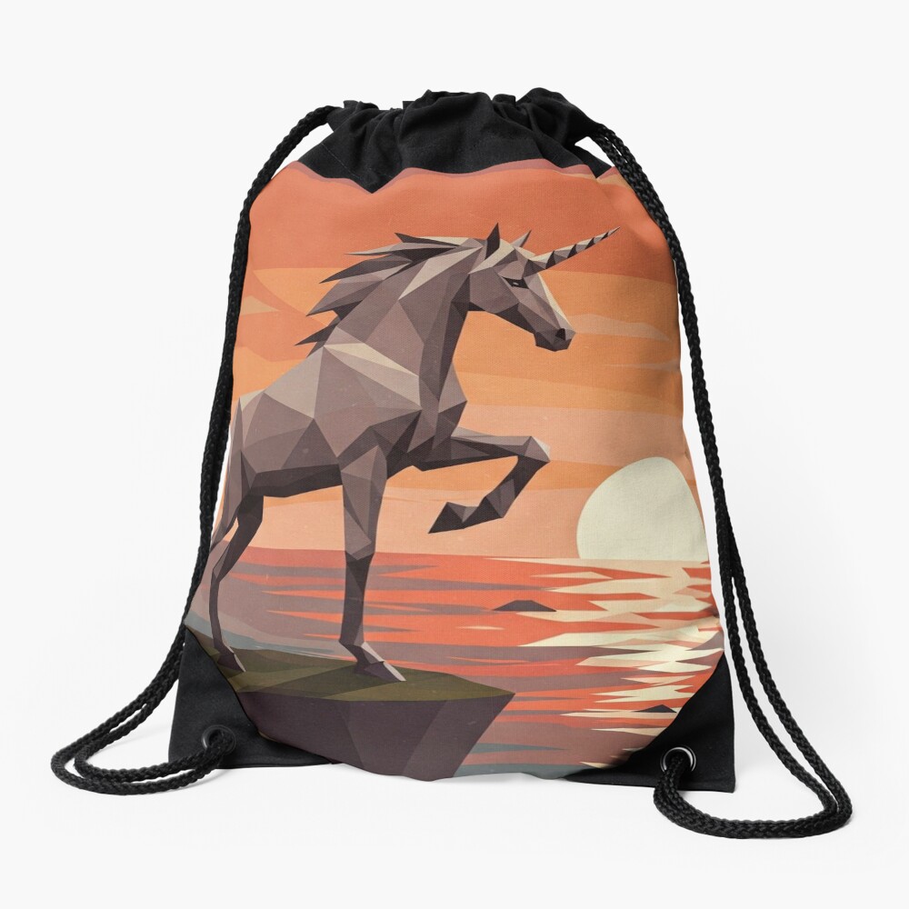 Geometric Unicorn Drawstring Bag