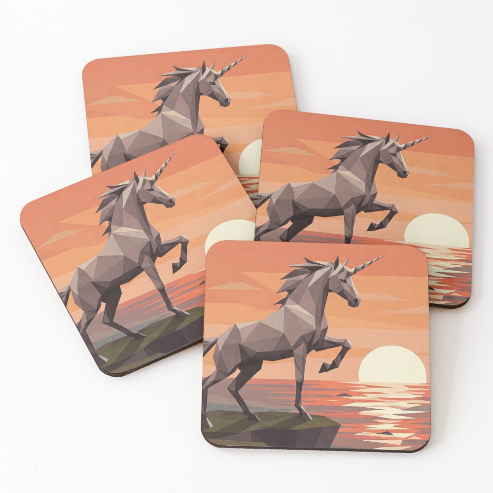 Geometric Unicorn Coasters