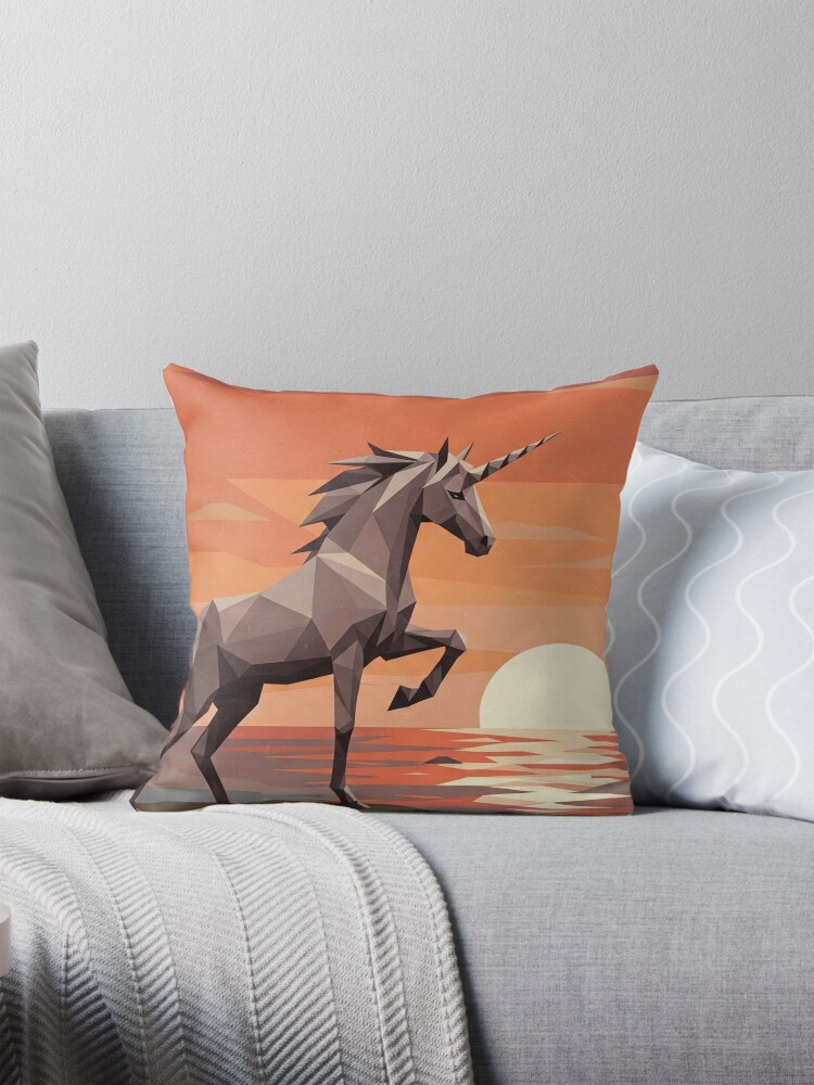 Geometric Unicorn Throw Pillow