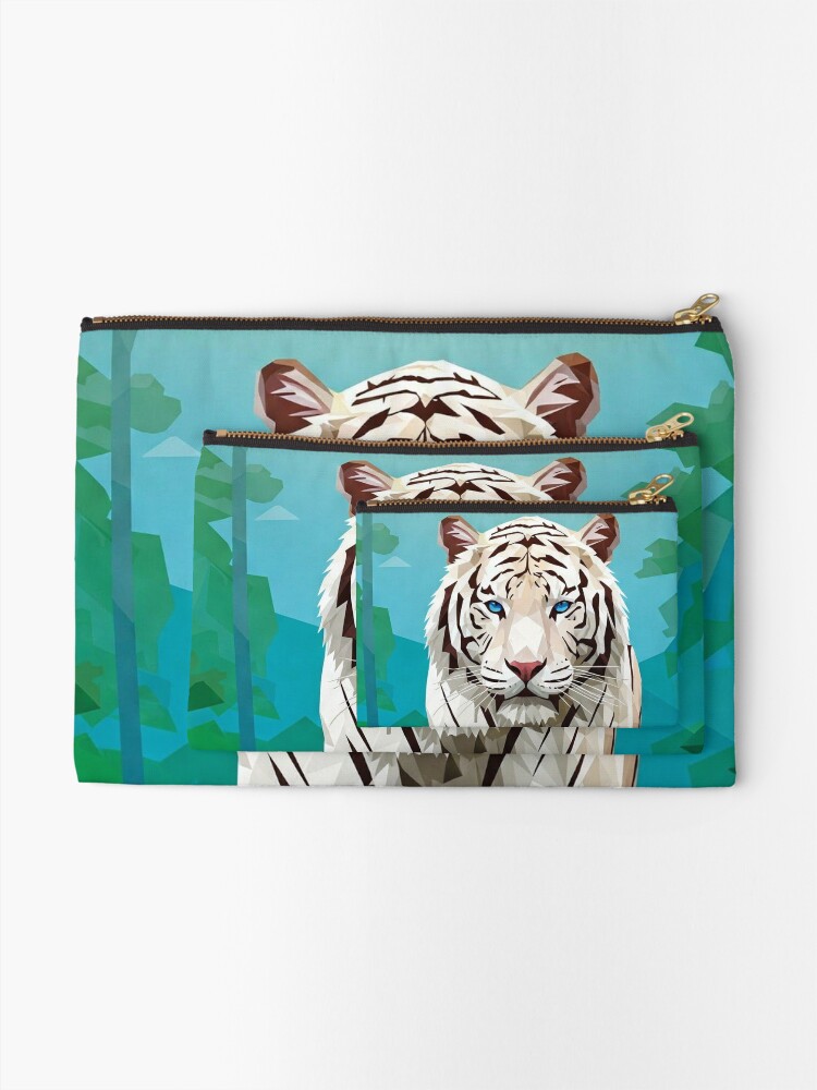Geometric Tiger Print Zipper Pouch