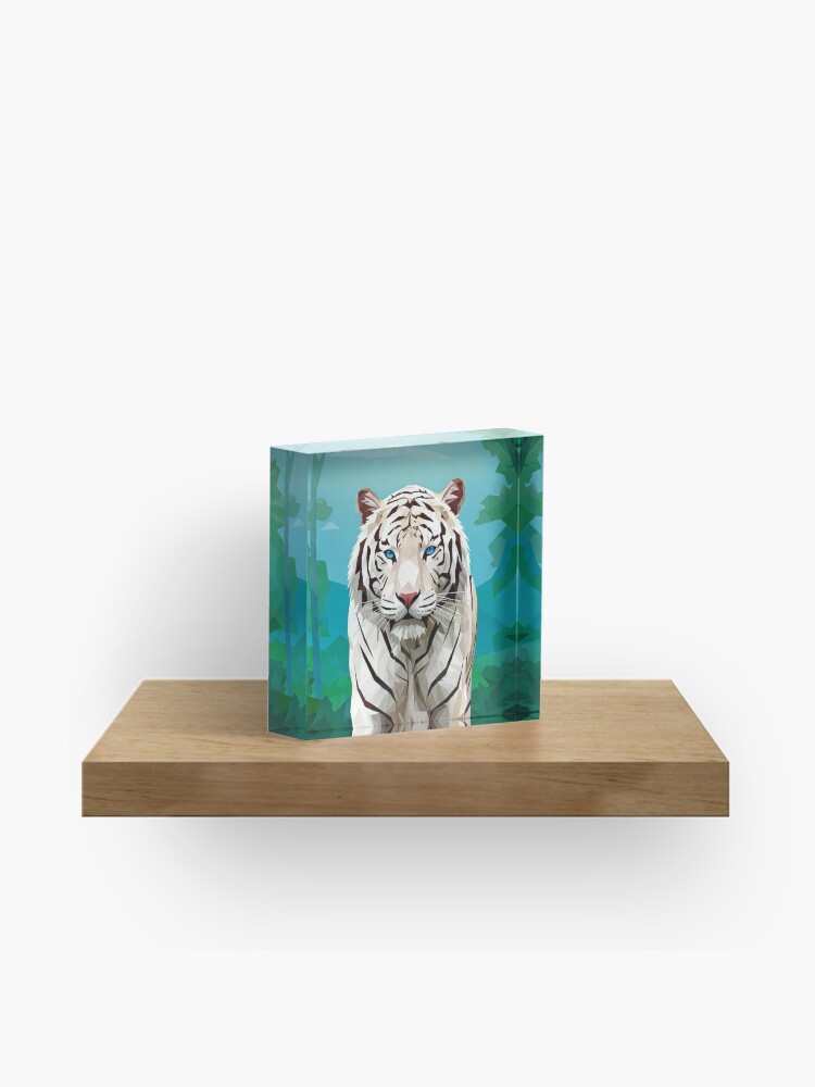 Geometric White Tiger Acrylic Block