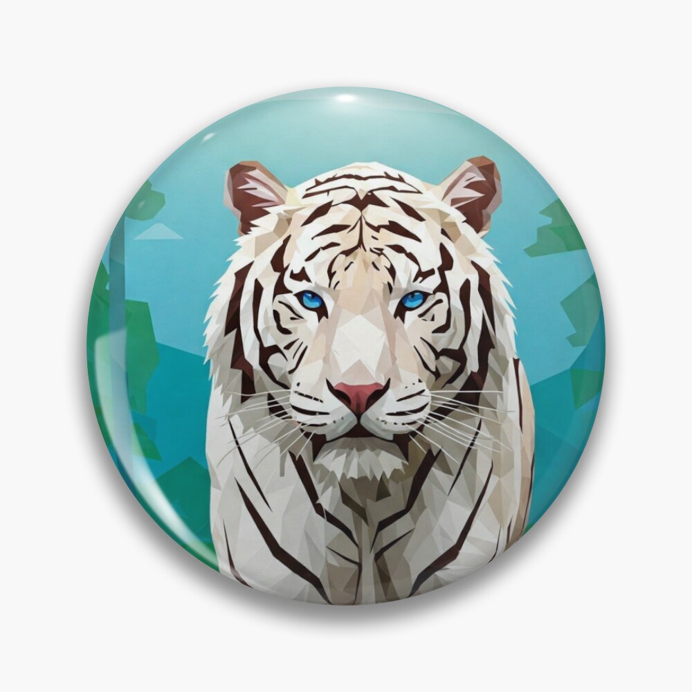 Geometric White Tiger Pin