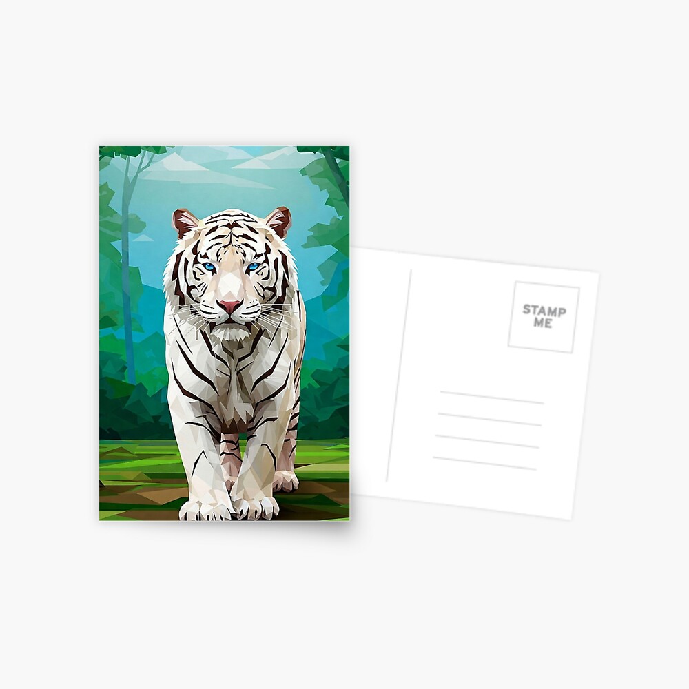 Geometric White Tiger Postcard
