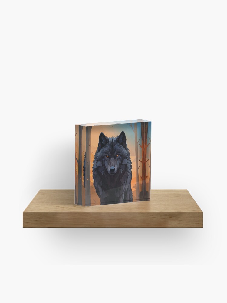 Geometric Wolf Art Block