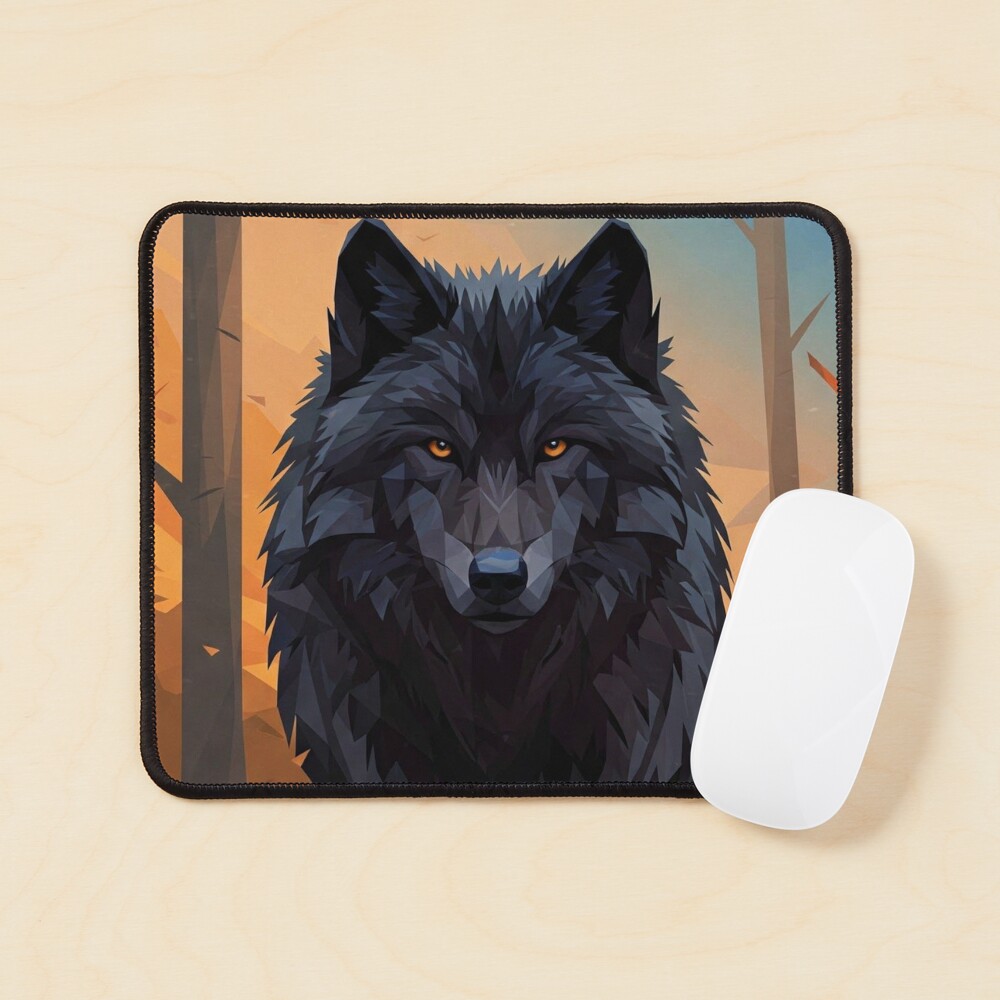 Geometric Wolf Art Mouse Pad