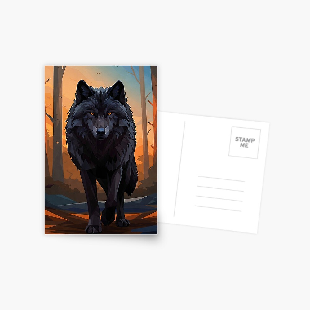 Geometric Wolf Postcard