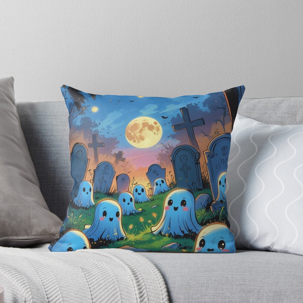 Boo-tiful Graveyard Buddies Throw Pillow