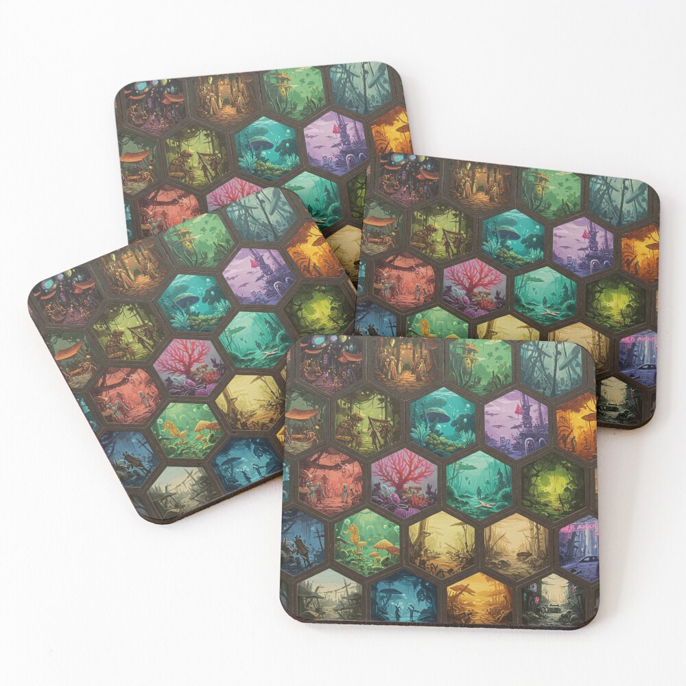 Honeycomb of Worlds Coaster Set