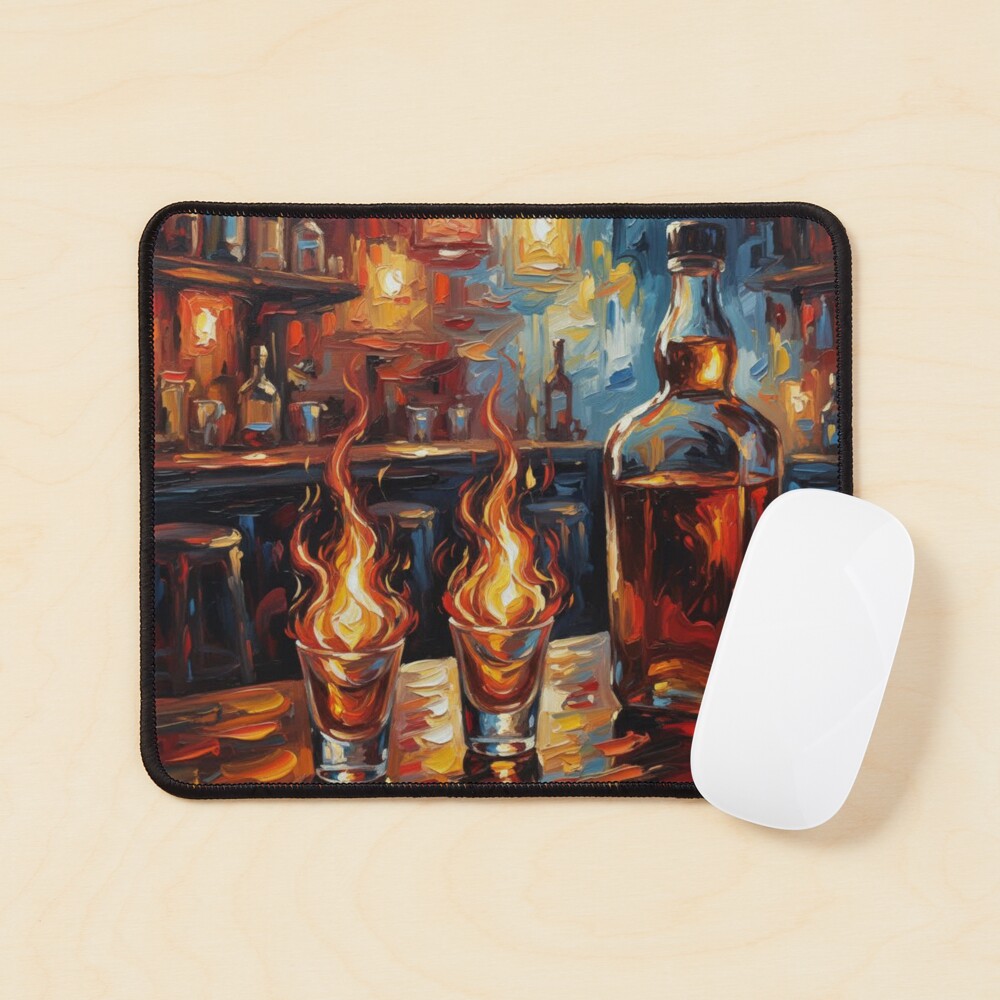 Fire & Whiskey Mouse Pad