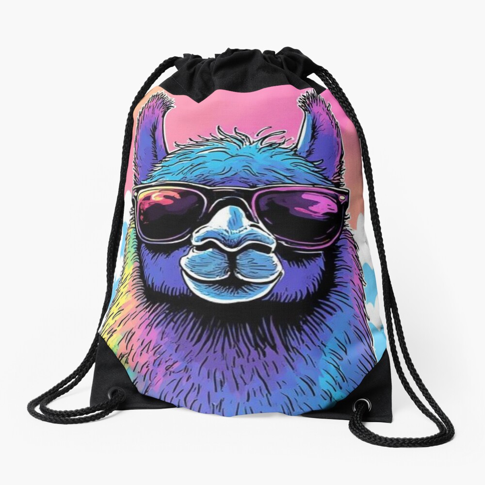 Cloudy with A Chance of Llama Drawstring Bag