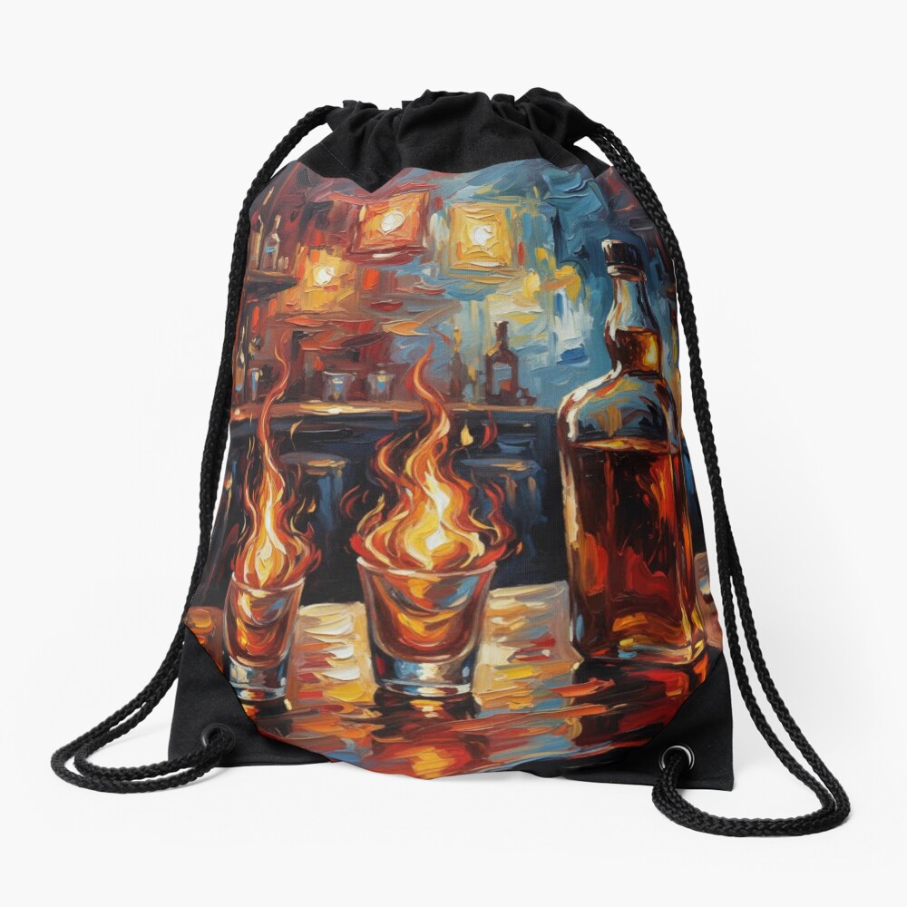 Fire & Whiskey Drawstring Bag