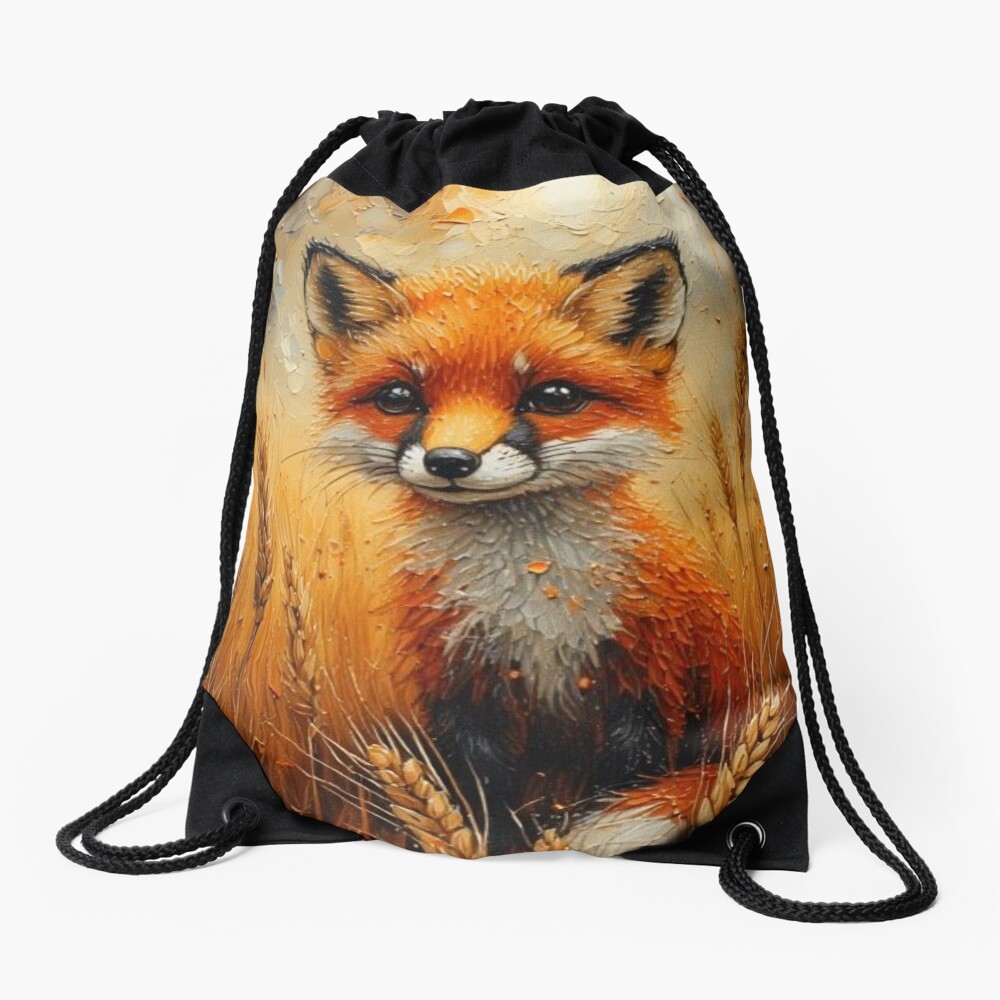 Wheat Field Printed Drawstring Bag