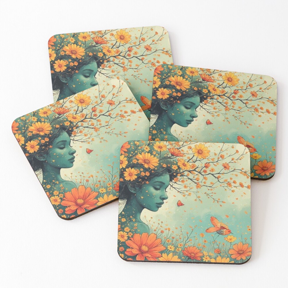 Floral Art Coaster Set
