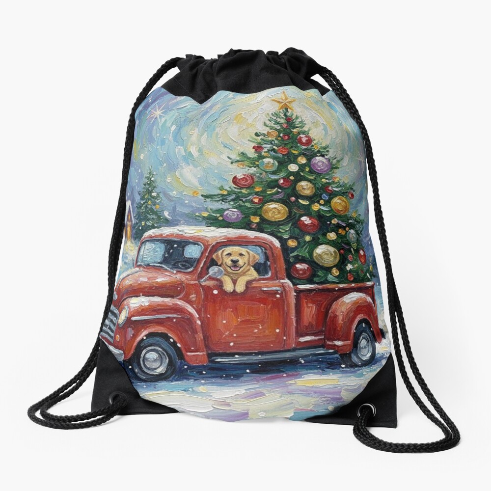 A Snowy Christmas Delivery Drawstring Bag