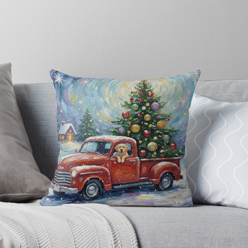 A Snowy Christmas Delivery Throw Pillow
