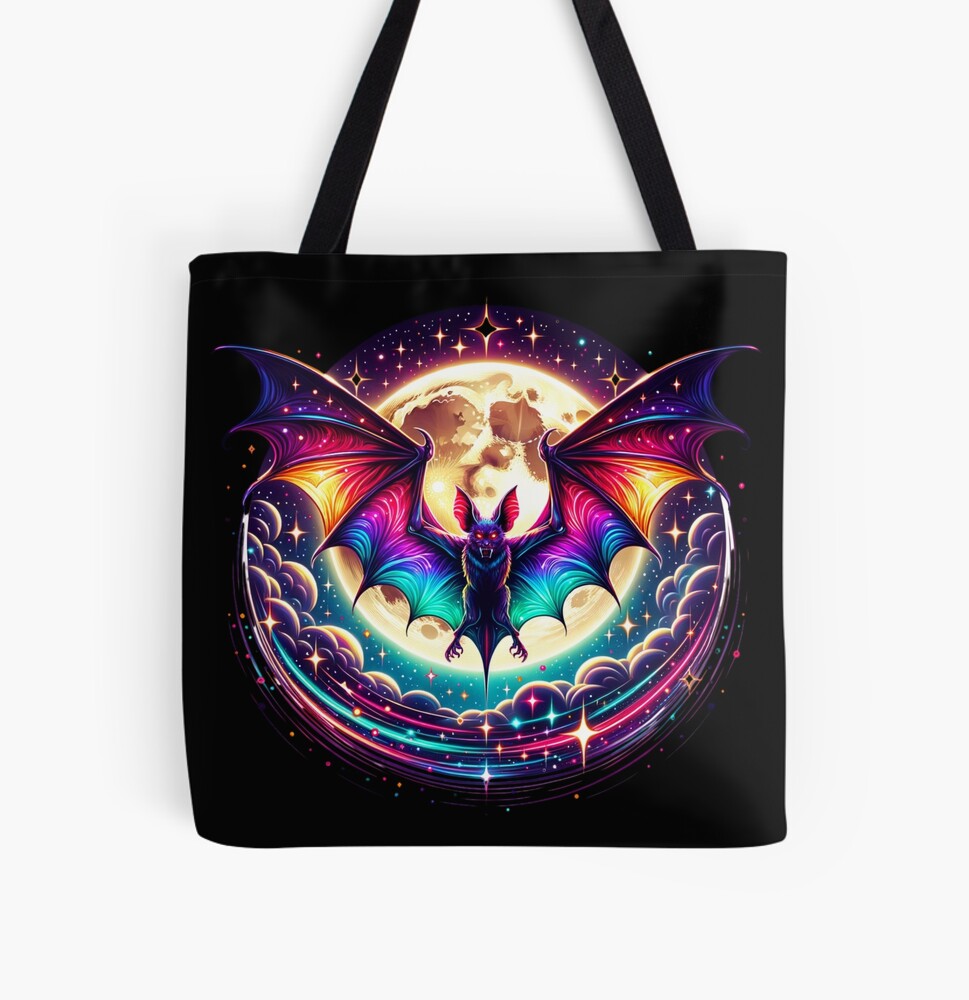 Colorful Bat Moon Tote Bag