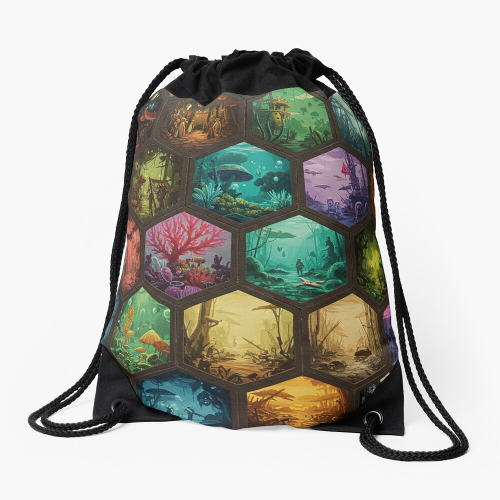 Honeycomb of Worlds Drawstring Bag
