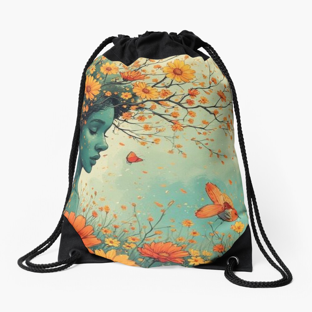 Floral Dream Drawstring Bag