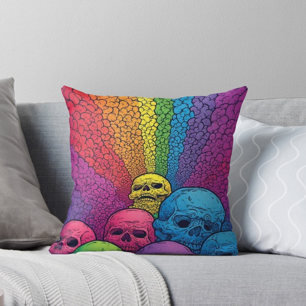Skull Spectrum Throw Pillow