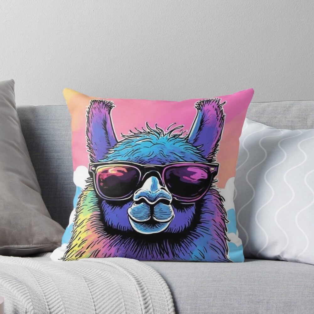 Cloudy with A Chance of Llama Throw Pillow