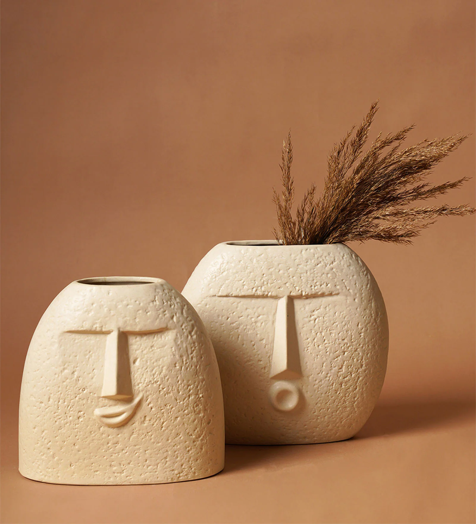 Cheerup Blowing Kiss Face White Ceramic (Set of 2) Table Vase