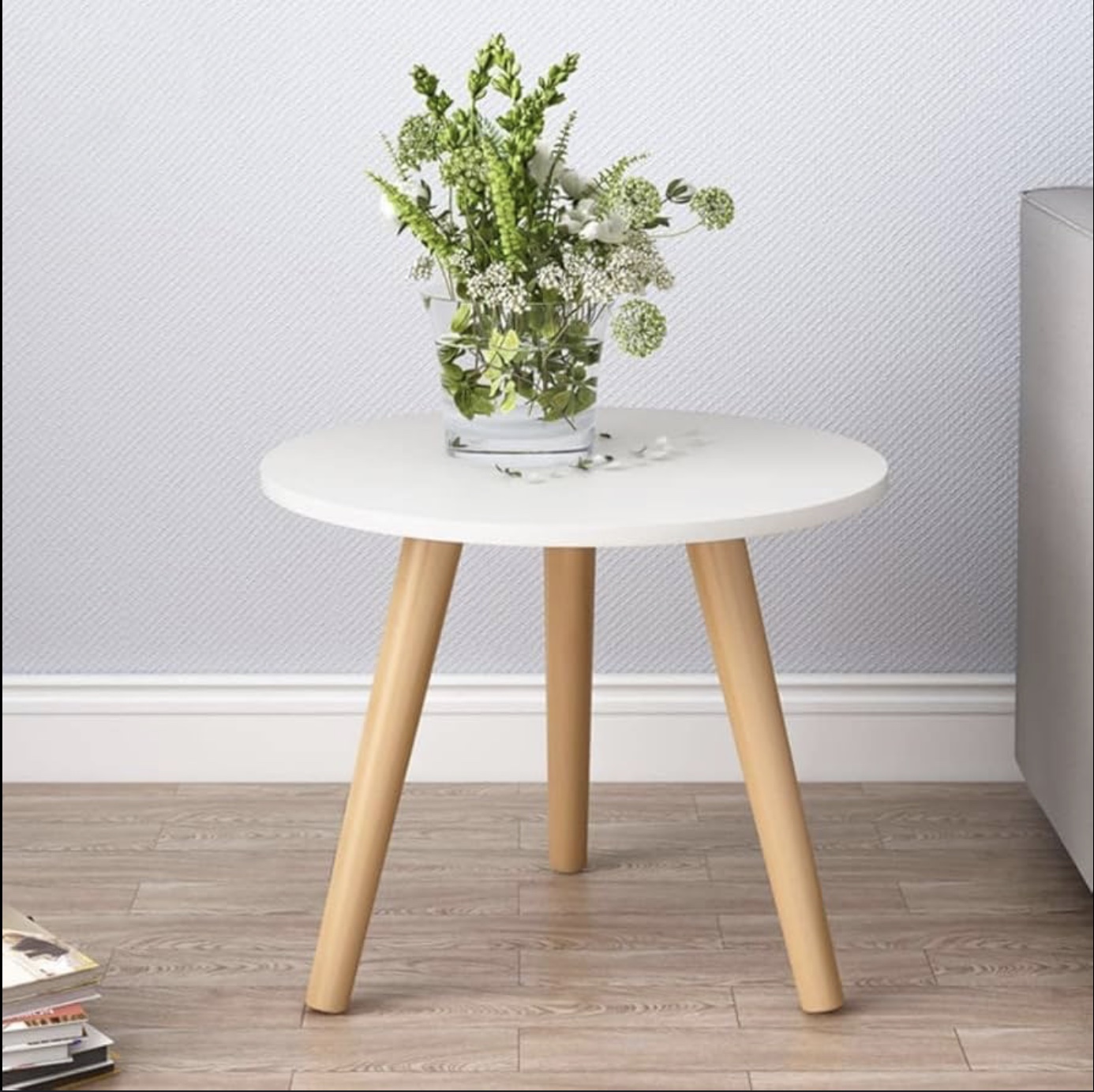 Foldable Round Wooden Stool End Table