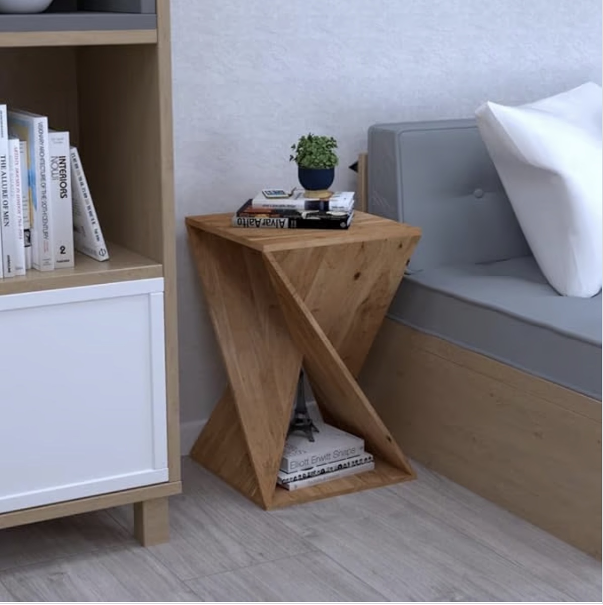 Wooden Unique End Table 