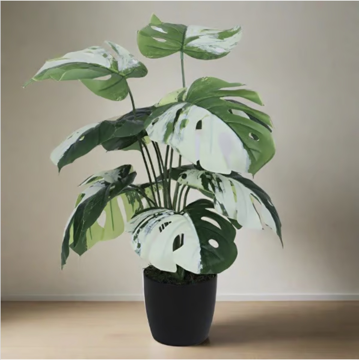 Faux White Monstera Silk Plant 