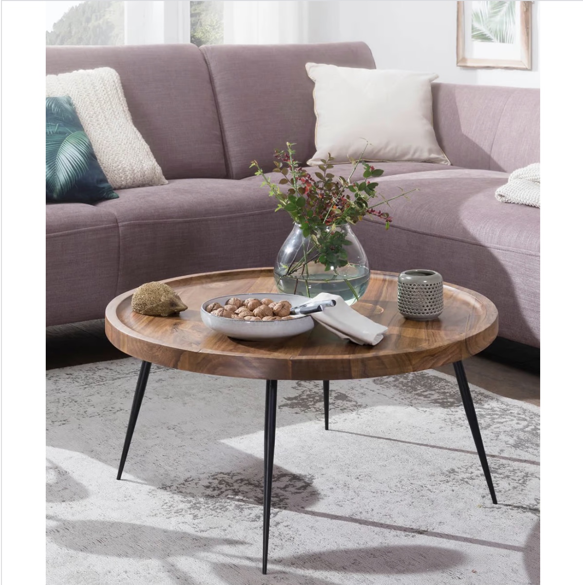 Wood Rounded Center Table 