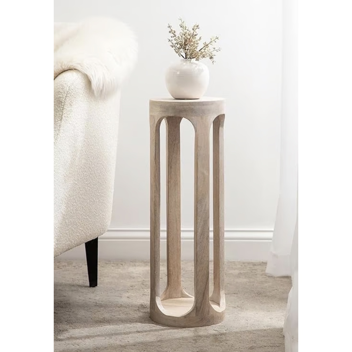 Antique Wooden Round End Table 