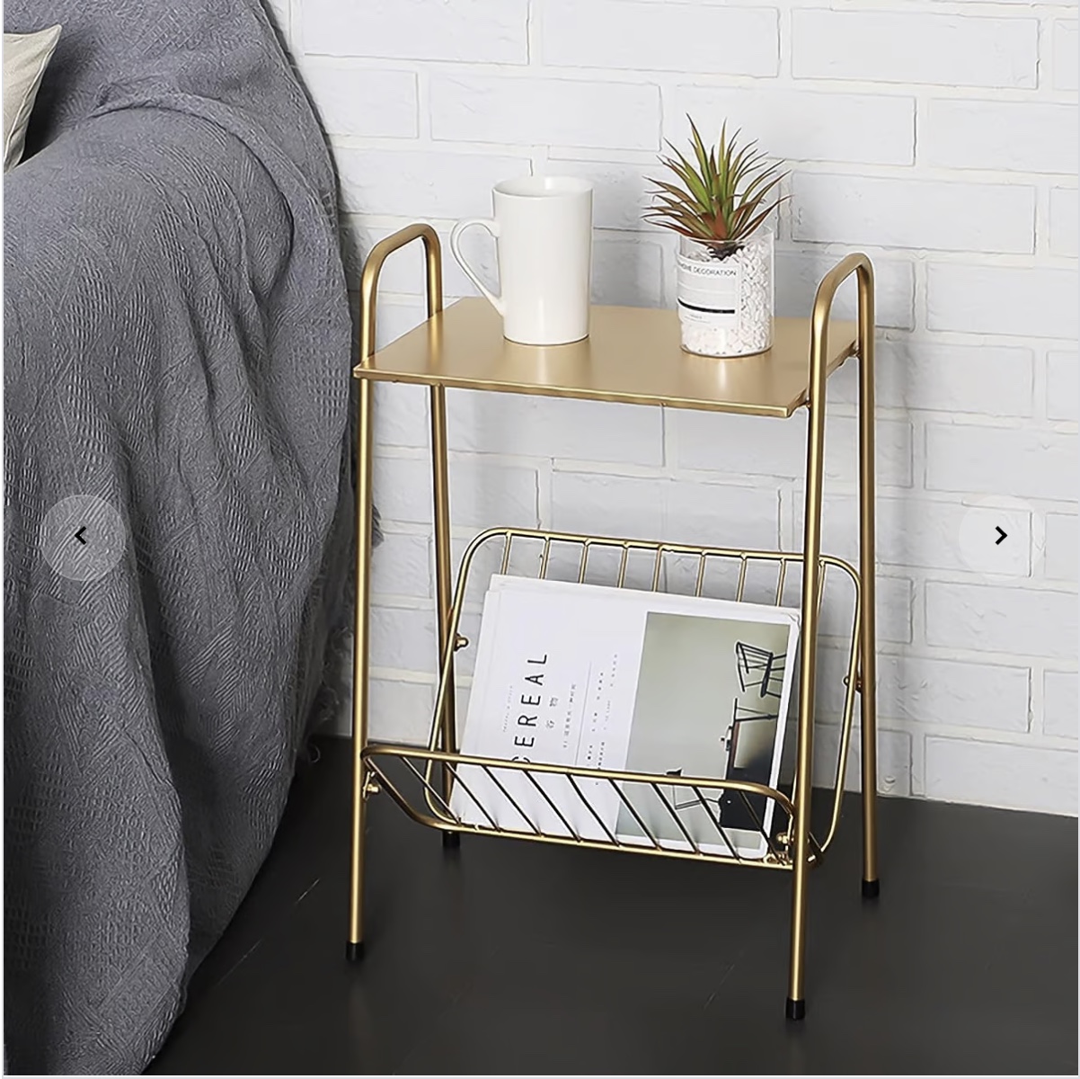 Metallic Tiered End Table in Gold Colour 