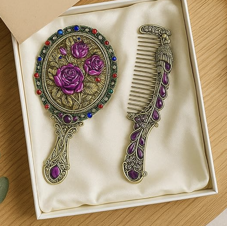 Vintage Hand Mirror and Comb Set