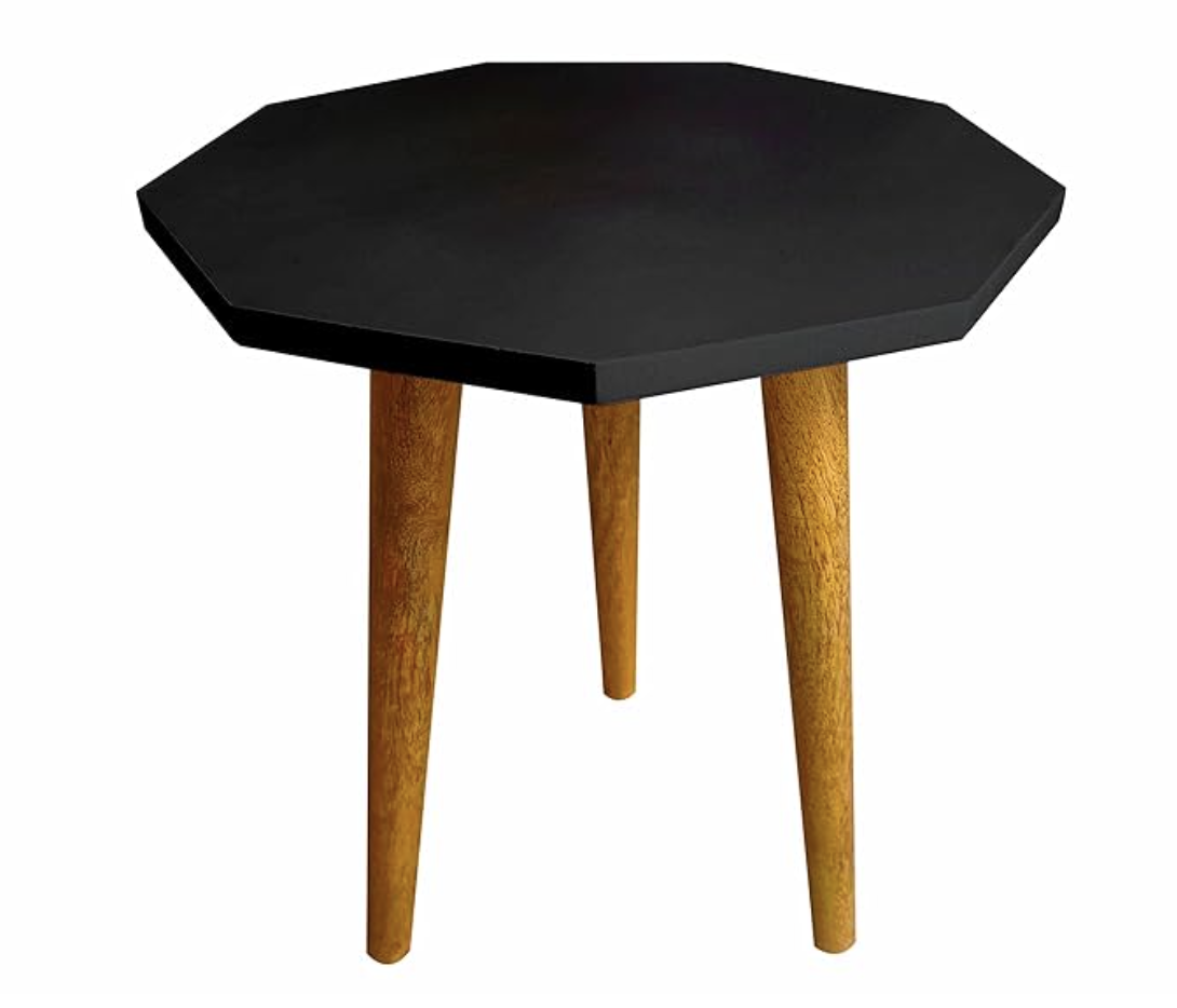 Octagon Black Wooden Side Table
