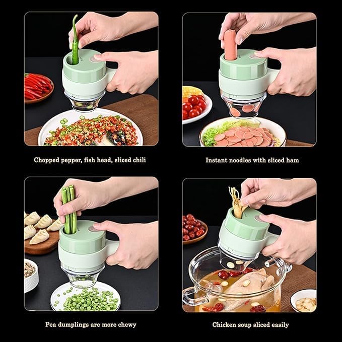 4 in 1 Kitchen Electric Vegetable Cutter- New Kitchen Modular 4 in 1 HandheldVegetable Electric Food Chopper (Faster USB Chopper) Multifunction Fruit & Vegetable Cutter
