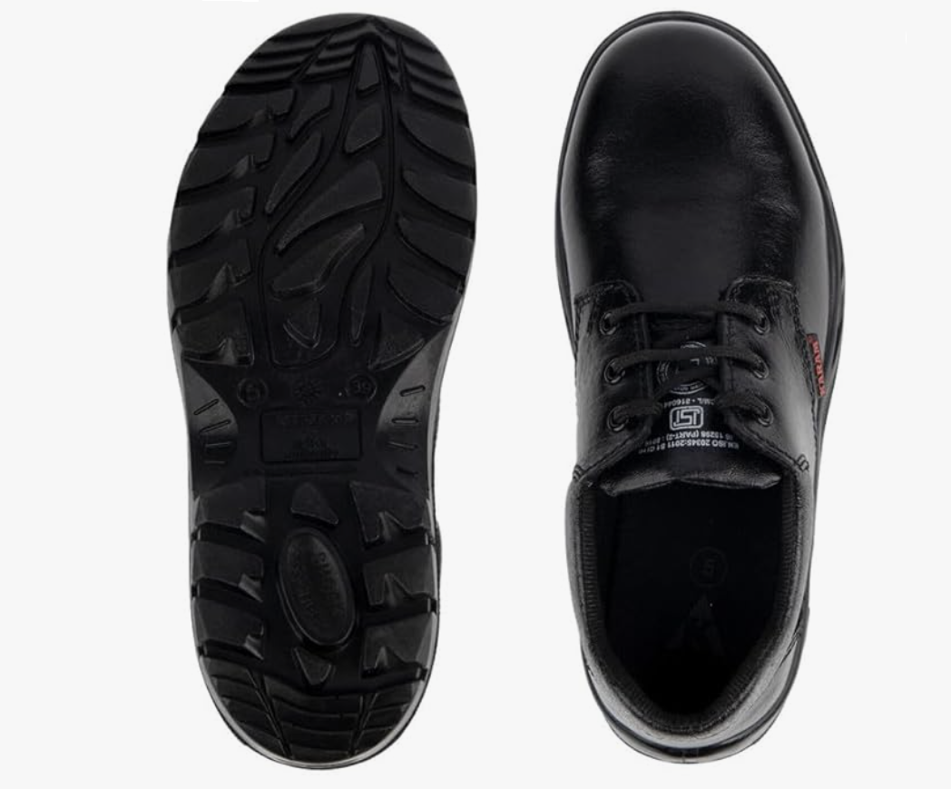 FS05 Black Leather Safety Shoes for Men |Single Density with Steel Toe 