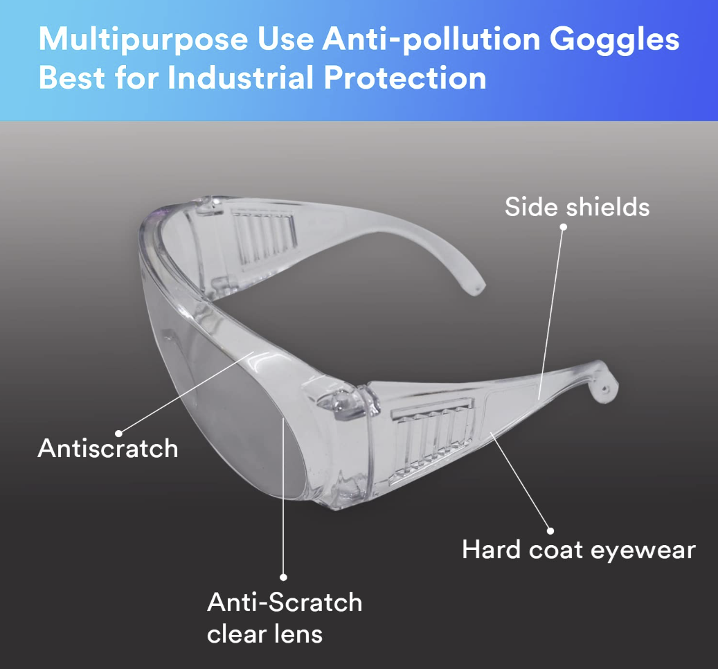 1611 Safety Goggles Hard Coat Eyewear For Multipurpose Use In Riding Motorcycle, Construction, 