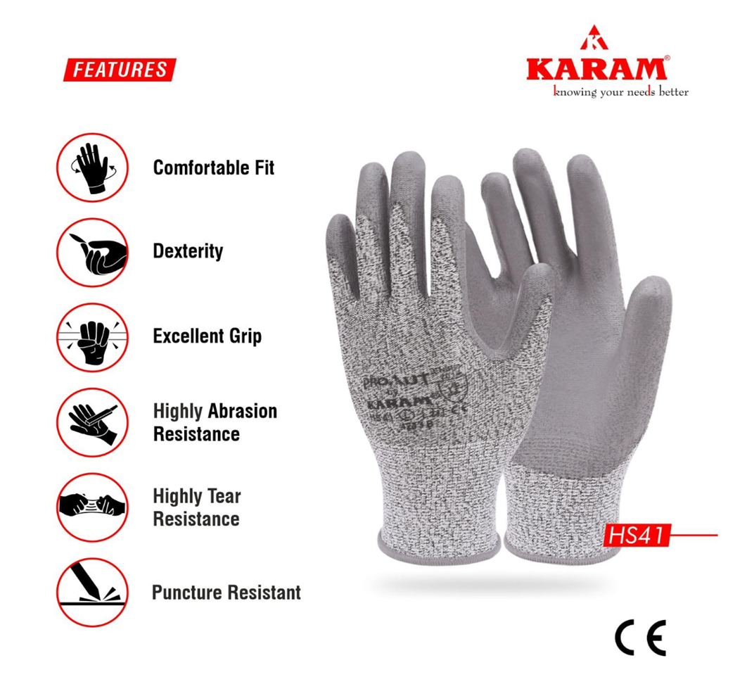 HS41 | Industrial Safety Gloves with Cut Resistant