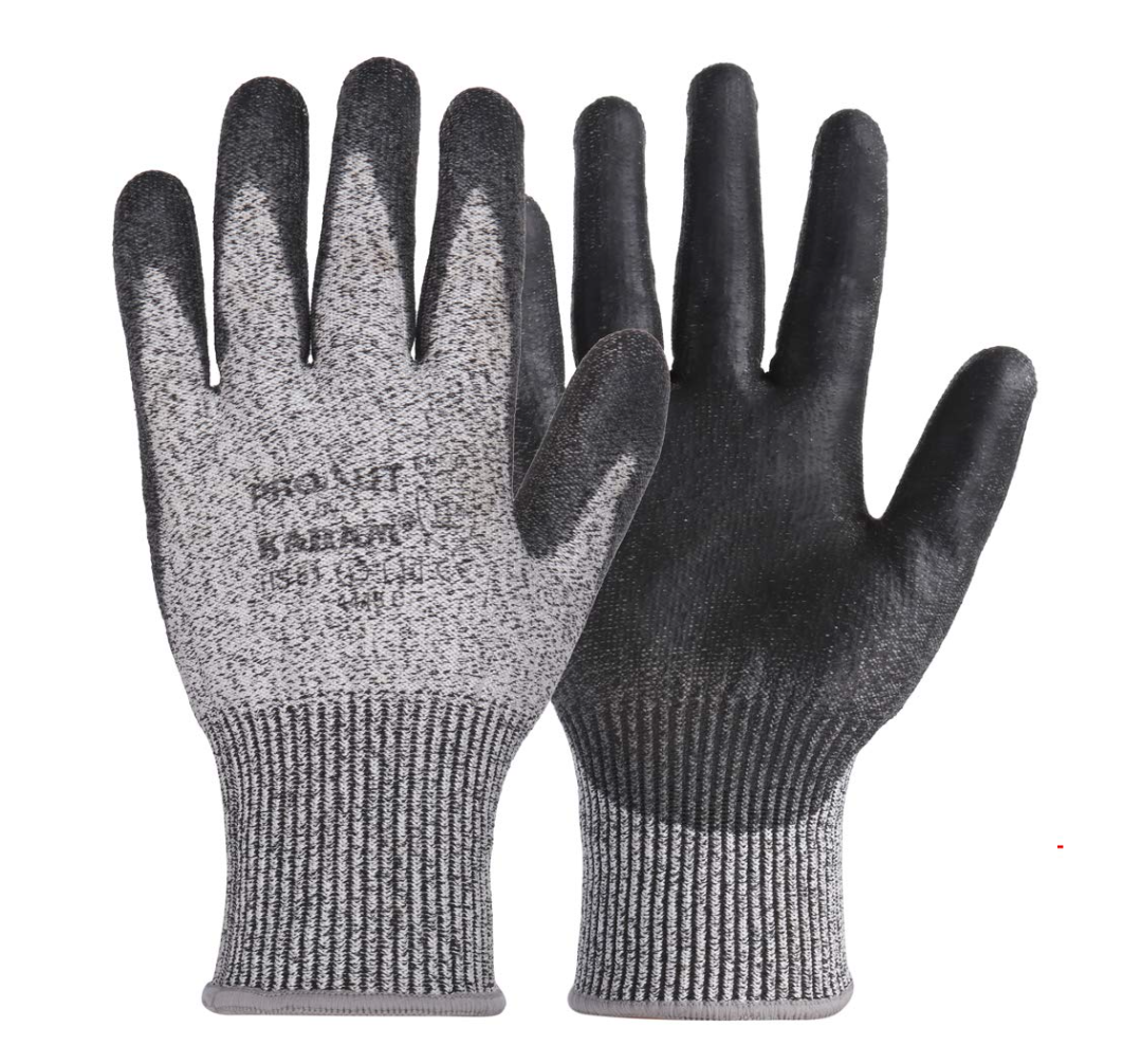 HS51 Safety Gloves for Mechanical Hazards | Safety Work Gloves with HPPE Liner with Black PU Coating