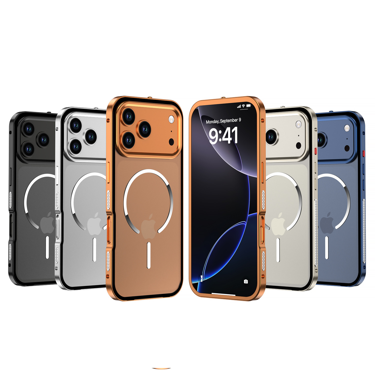 Metallic frame alloy case for 17 Pro Max series compatible with MagSafe charging